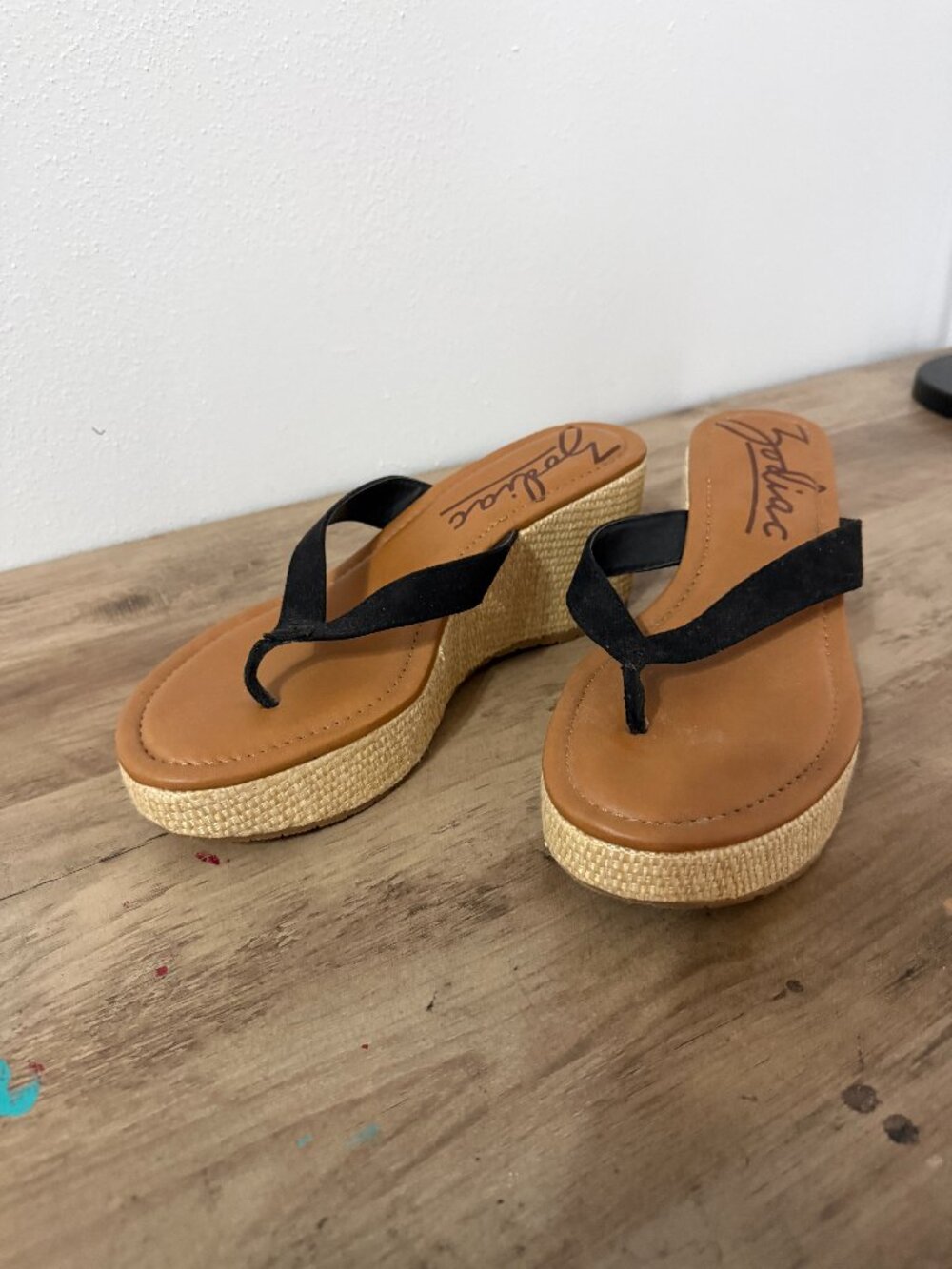 👡 Chic & Boho! Zodiac Black Espadrille Wedge Flip Flops